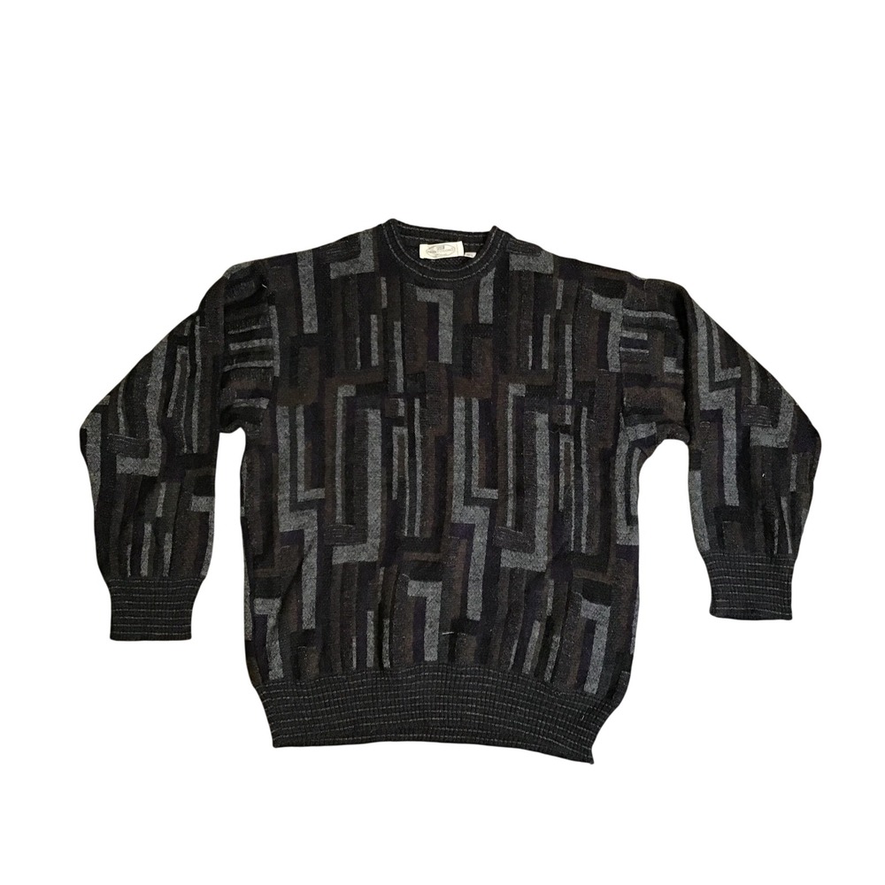 Pronto Uomo Firenze Men's Vintage Merino Abstract Geometric Sweater Size L - Picture 2 of 5